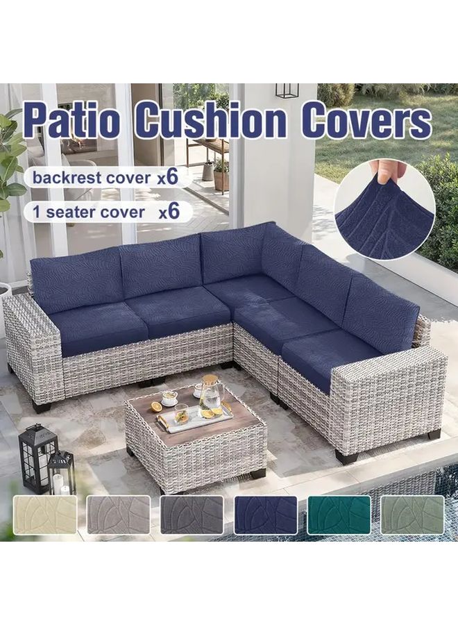 12pcs Beige Patio Cushion Covers Set Elastic Backrest And Seat Covers For Outdoor Sofa - Image 1